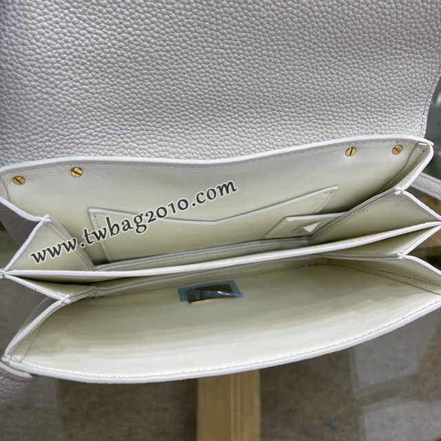 Bottega veneta高端女包 KF0021 寶緹嘉白色荔枝紋肩背女包 BV2021新款V字蓋頭鏈條女包  gxz1335